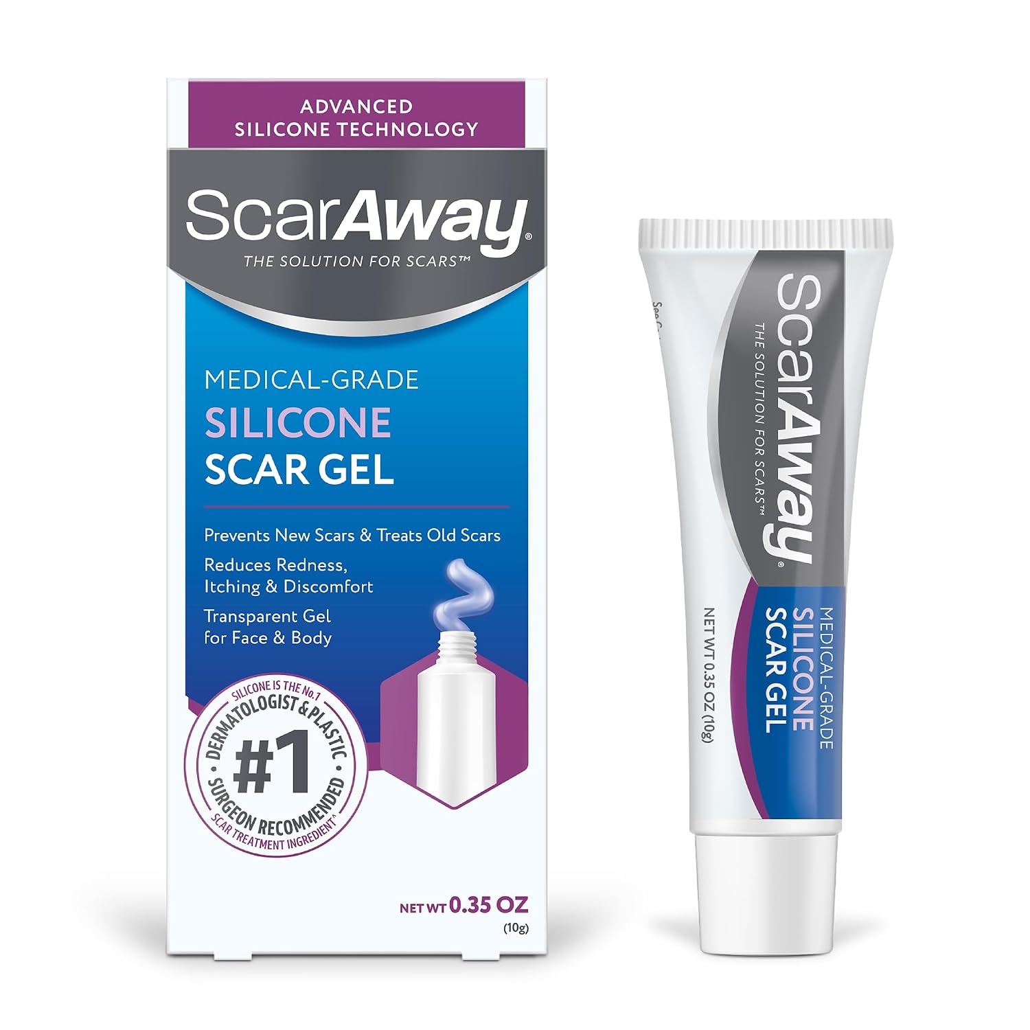 سكار إيه واي (ScarAway) جل السيليكون للندبات، يحسن حجم ولون وملمس الندبات الضخامية والكيلويدية - 10 غرام