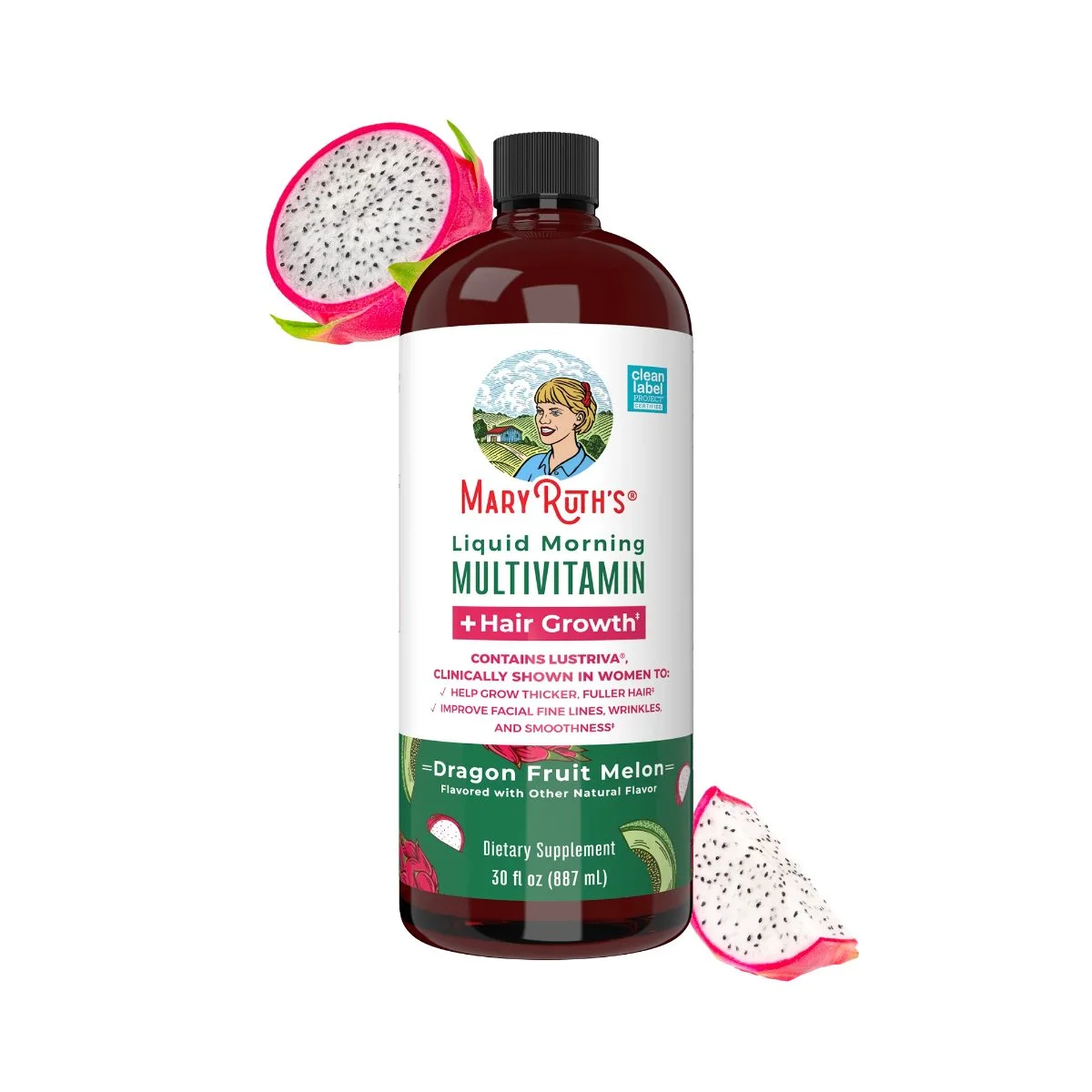 maryruths Maryruths Liquid Morning Multivitamin For Hair Growth Support Dragon Fruit Melon Flavor 887ml 887 ml capacity: 887ml