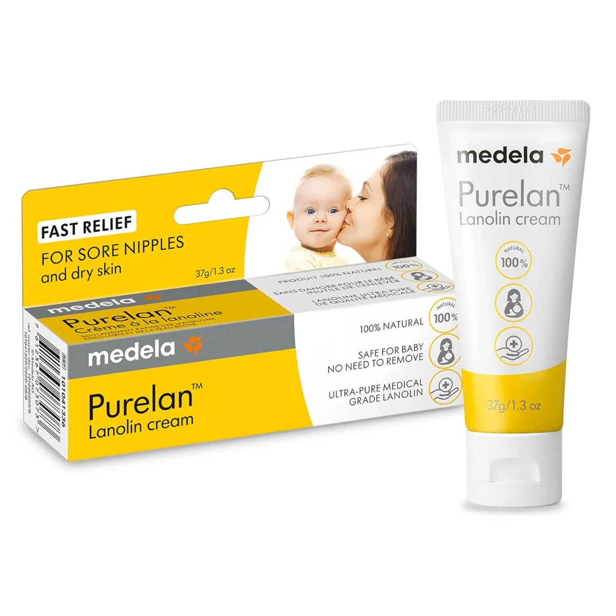 ميديلا (Medela) بيورلان كريم اللانولين للحلمة، راحة سريعة وآمن للأطفال، 37 غرام